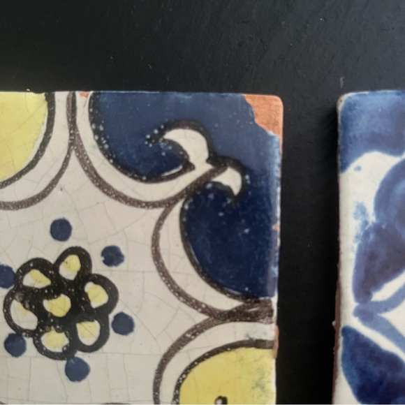 Mexican Hand Painted Terra-Cotta Talavera Vintage Tiles Set of 4 - Picture 7 of 15